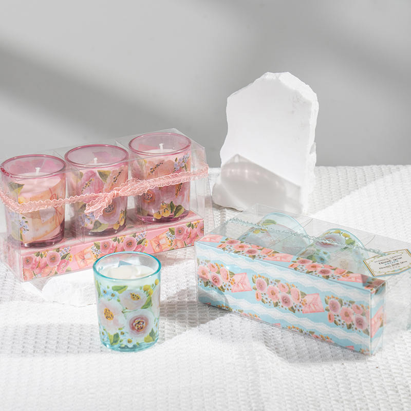 Lilin wangi cawan kaca bulat kecil klasik hari ibu 3PCS set-pengilang lilin soya eko