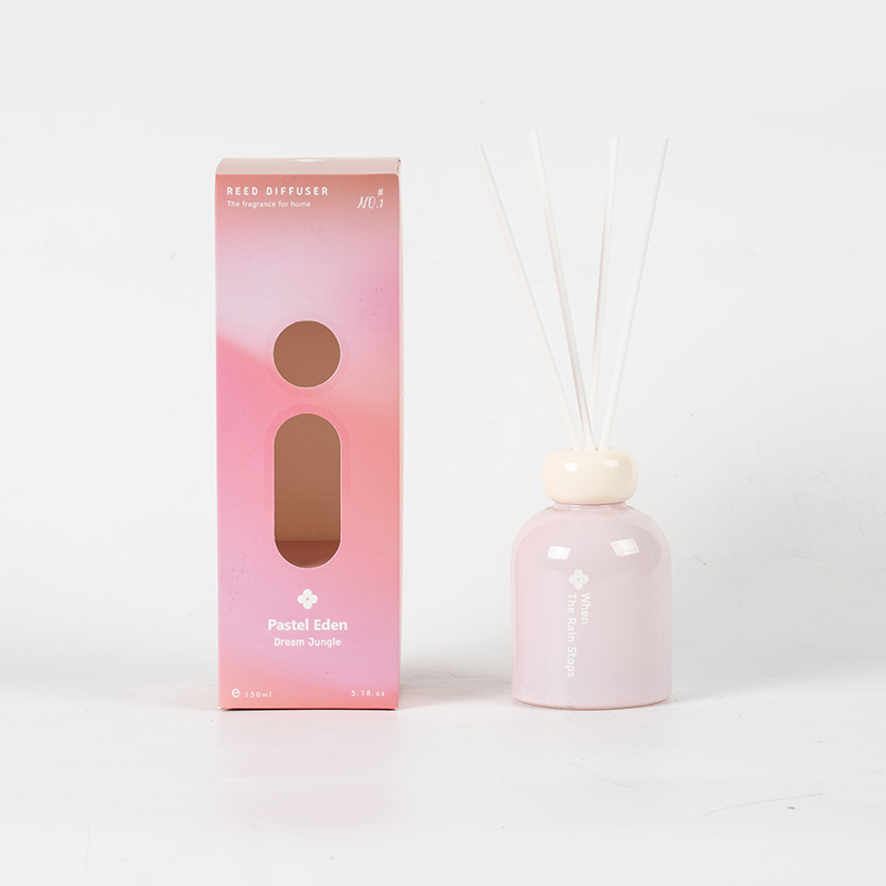 Penyebar wangi reed diffuser kaca pastel eden untuk pengeluar penyebar buluh rumah