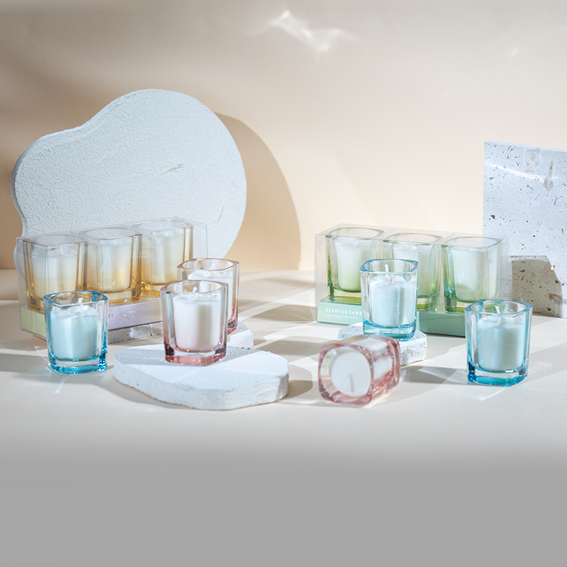 3pcs set lilin persegi dengan warna kecerunan