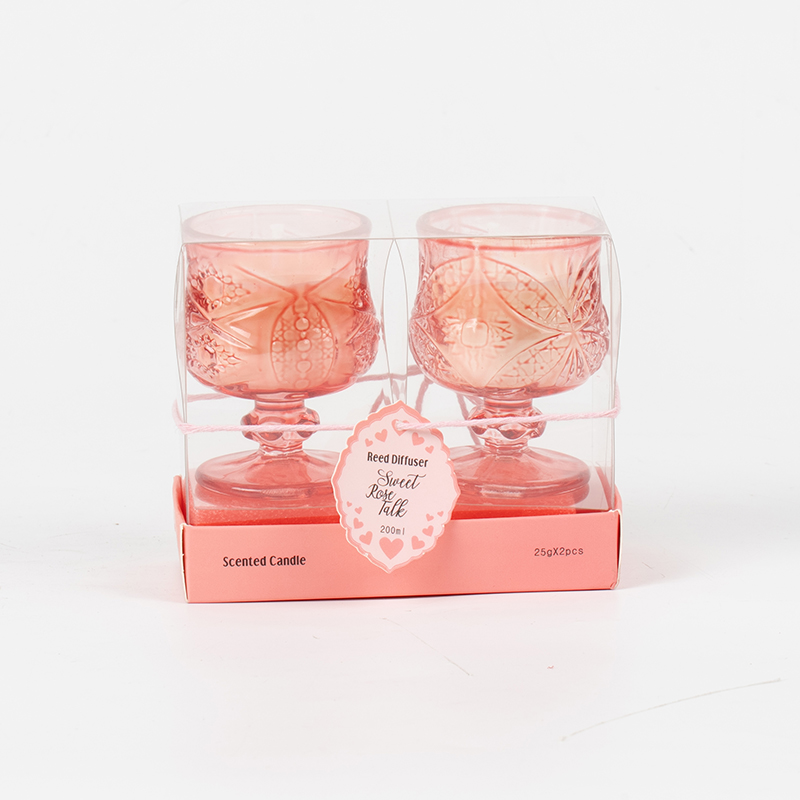 Lilin wangi cawan bergaya klasik Valentine 2PCS set-ogranic eko soya lilin pengilang set lilin