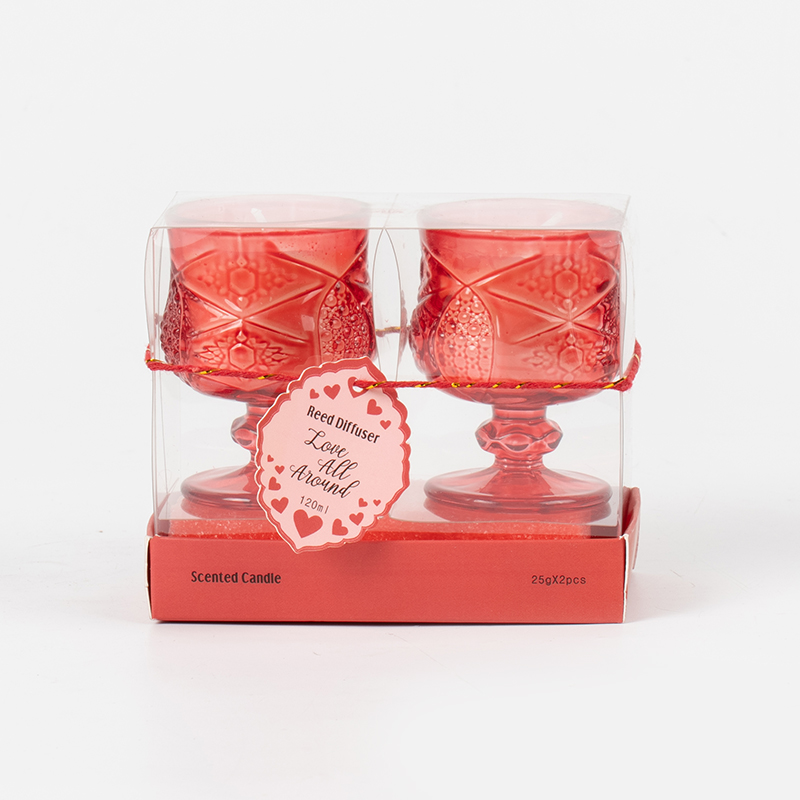 Lilin wangi cawan bergaya klasik Valentine 2PCS set-ogranic eko soya lilin pengilang set lilin