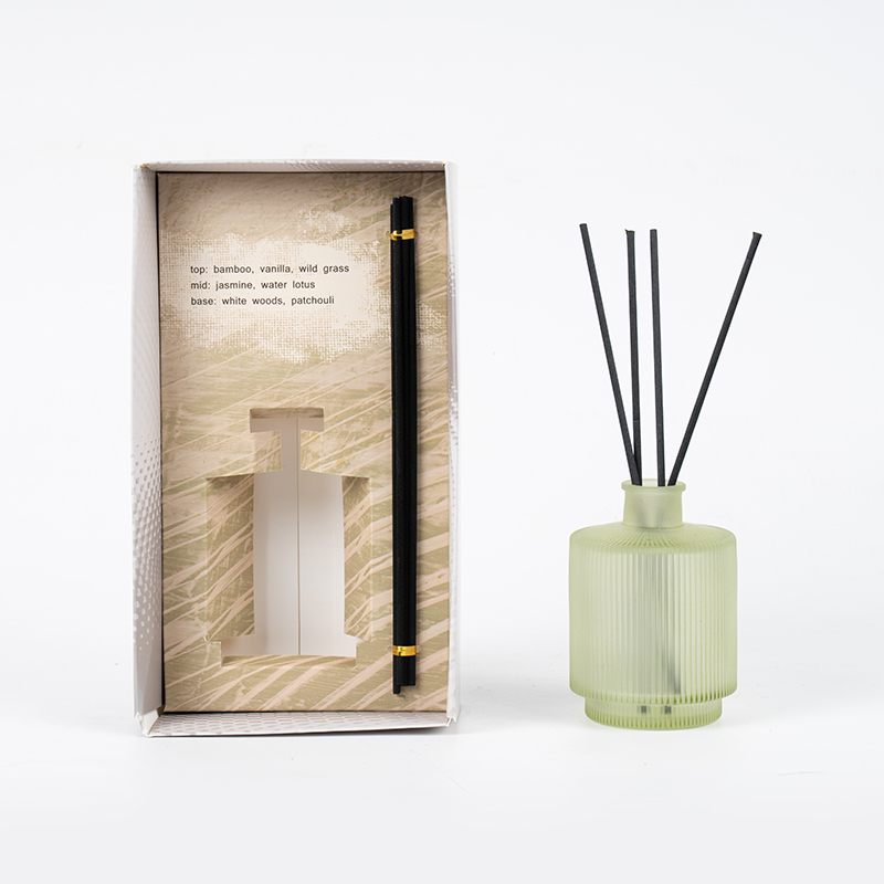 Pekeliling jalur menegak botol kaca lutsinar reed diffuser-pengeluar buluh diffuser bau rumah