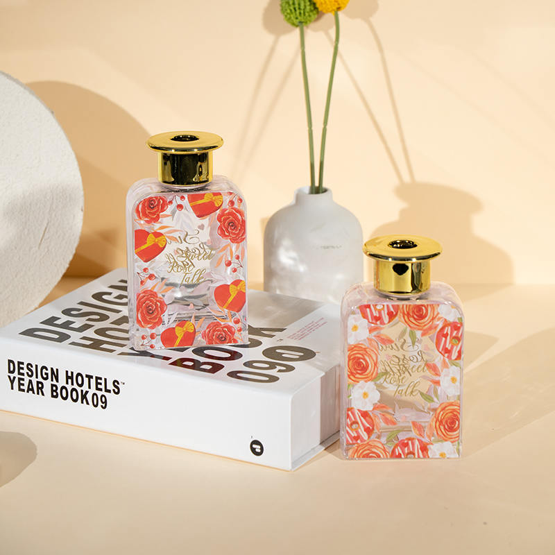 Valentine high square glass bottle reed diffuser-minyak premium koleksi valentine